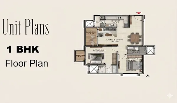 Purva Horizon 1 BHK Floor Plan