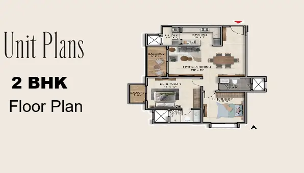 Purva Horizon 2 BHK Floor Plan