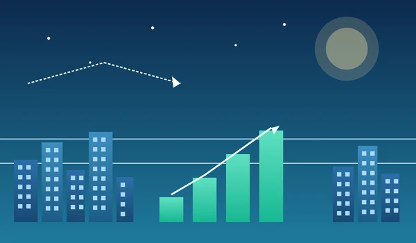 North Bangalore skyline with rising investment growth chart and airport flight path