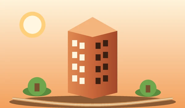 Isometric illustration of a low-density luxury residential tower with landscaped gardens on Hennur Main Road