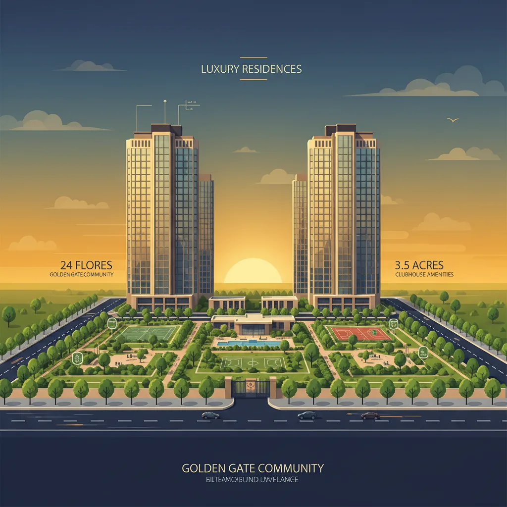 Purva Horizon Photos - Modern luxury residential high-rise towers at sunset with landscaped gardens